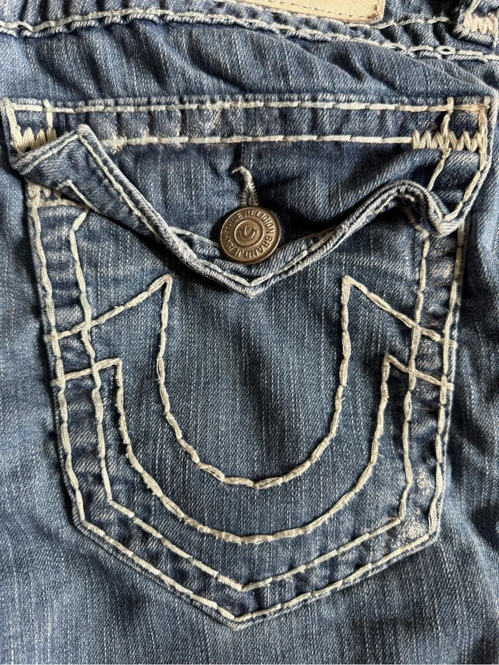 True Religion Ricky Relaxed Straight Denim Shorts Mens 32 Blue Super T Early 2k